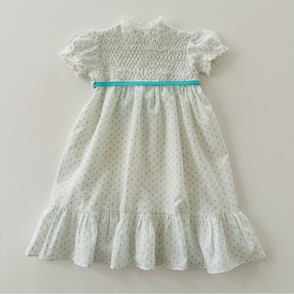 Vintage Polly Flinders 18 Months Baby Girl Floral Hand Smocked Dress